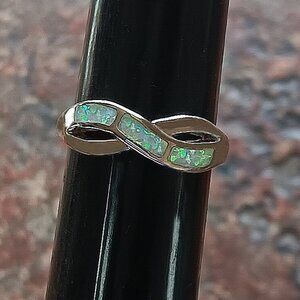 New - White Fire Opal Silver Ring - Size 6.5